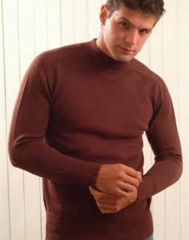 Alpaca Sweater for Men with Hammer Sleeves and Crew Neck