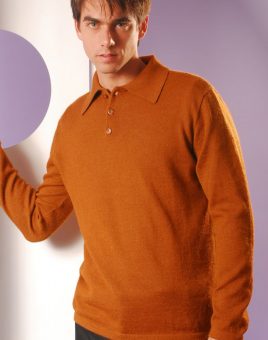 Alpaca Sweater for Men with a Polo Neck