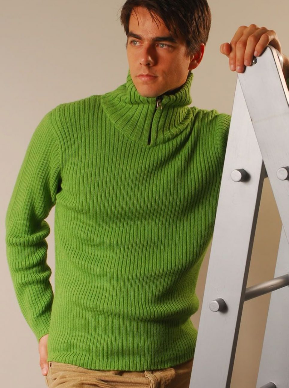 Alpaca Sweater for Men with a Mock Neck