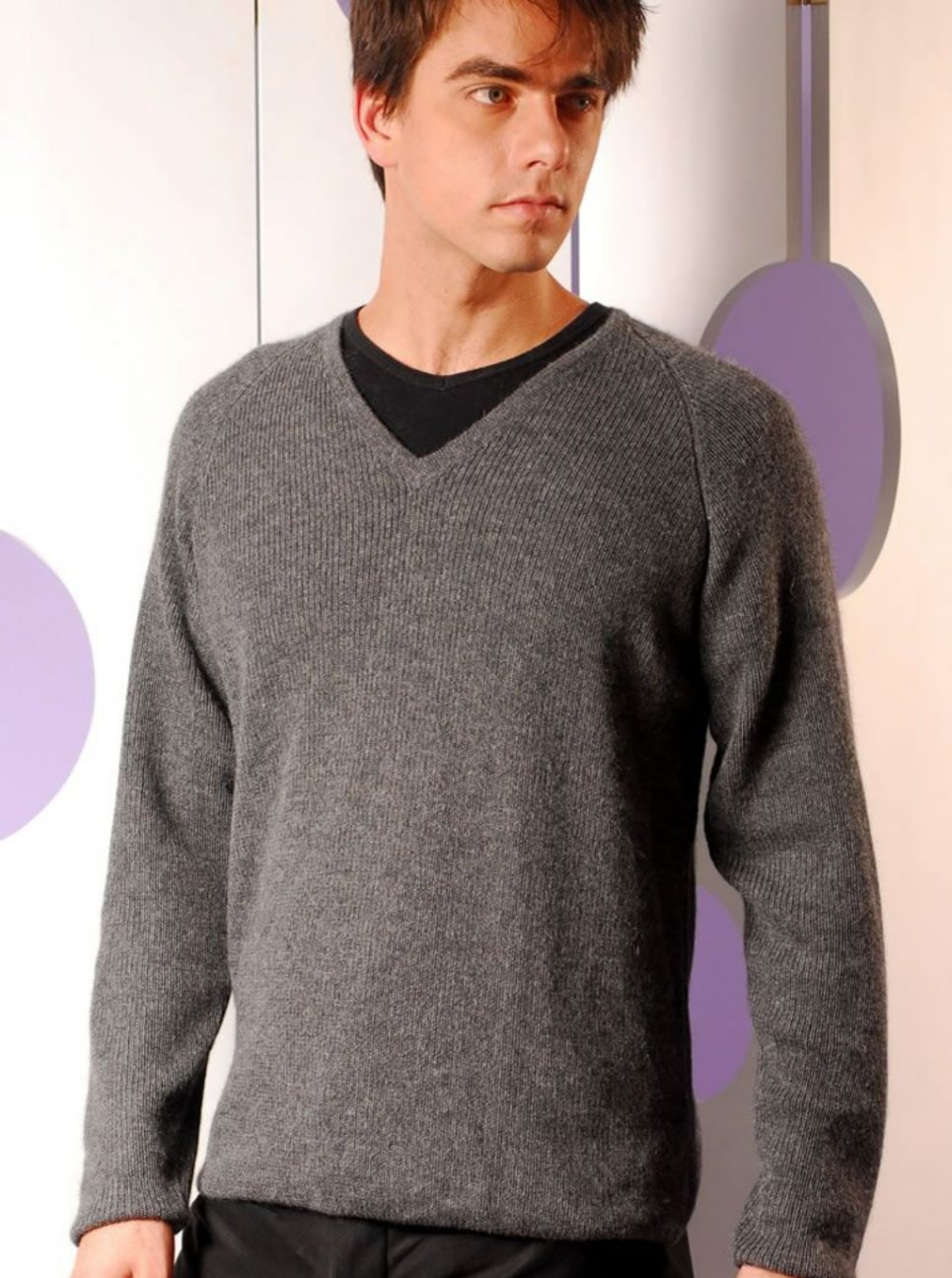 Alpaca Sweater for Men with a V Neck