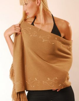 Embroidered stole with fringes